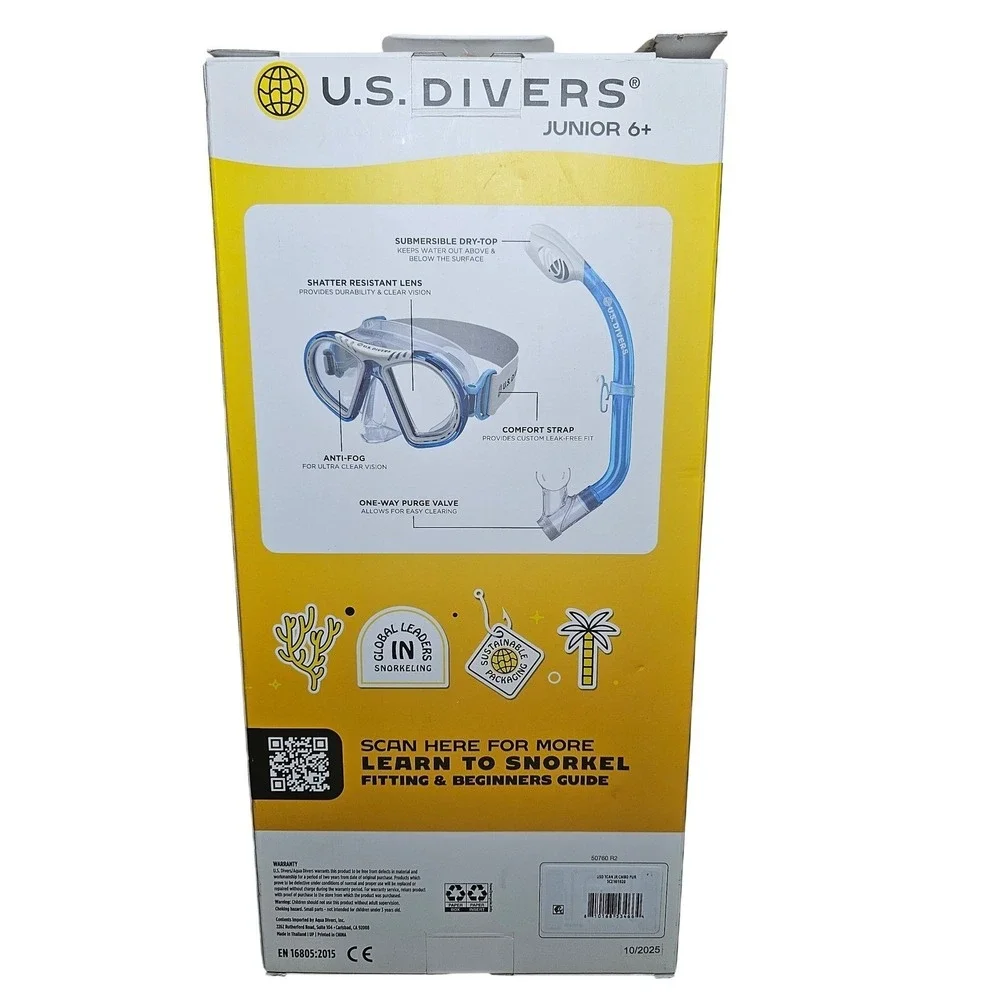 US Divers Toucan Jr Kids Snorkel Mask Set Purple White Junior 6+ SC2101020